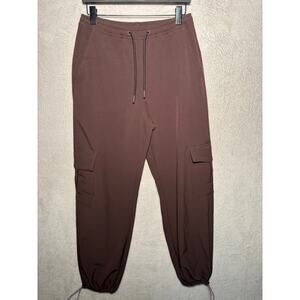 Gilly Hicks Womens Cargo Style Jogger Sweatpants Fleece Lined Brown Sz Small NWT